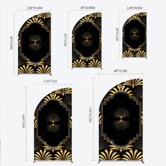 Lofaris Elegant Gold Art Deco Fan Half Moon Arch Backdrop Luxury Black and Gatsby Style Party Cover