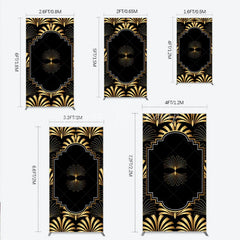 Lofaris Elegant Gold Art Deco Fan Rectangle Backdrop Luxury Black and Gatsby Style Party Cover