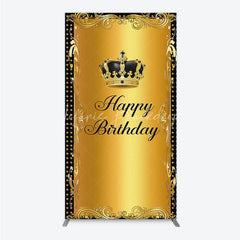 Lofaris Elegant Gold Crown and Happy Birthday Rectangle Backdrop Royal Celebration Party Decor