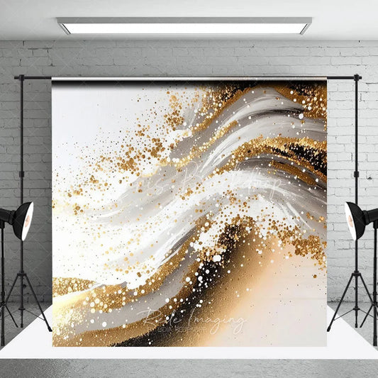 Lofaris Elegant Gold Glitter Swirl Photography Backdrop Modern Abstract Art for Party Decor
