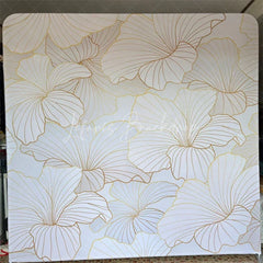 Lofaris Elegant Golden Floral Square Double-Sided Backdrop Cream White Abstract Petals for Luxurious Event Decor