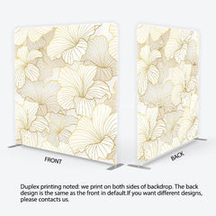 Lofaris Elegant Golden Floral Square Double-Sided Backdrop Cream White Abstract Petals for Luxurious Event Decor