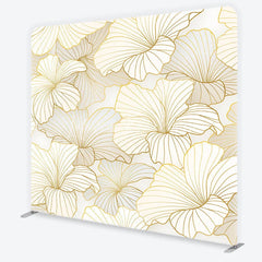 Lofaris Elegant Golden Floral Square Double-Sided Backdrop Cream White Abstract Petals for Luxurious Event Decor