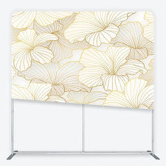 Lofaris Elegant Golden Floral Square Double-Sided Backdrop Cream White Abstract Petals for Luxurious Event Decor