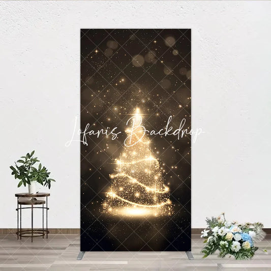 Lofaris Elegant Golden Glitter Sparkling Christmas Tree Rectangle Arch Backdrop Festive Holiday Party Decor
