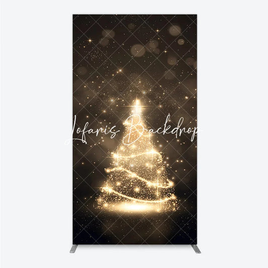 Lofaris Elegant Golden Glitter Sparkling Christmas Tree Rectangle Arch Backdrop Festive Holiday Party Decor