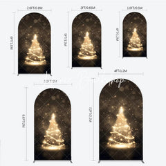 Lofaris Elegant Golden Sparkling Christmas Tree Design Round Top Arch Backdrop Festive Holiday Party Decor