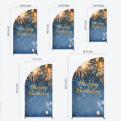 Lofaris Elegant Golden Sparkling Happy Birthday Half Moon Arch Backdrop Festive Celebration Party Decor