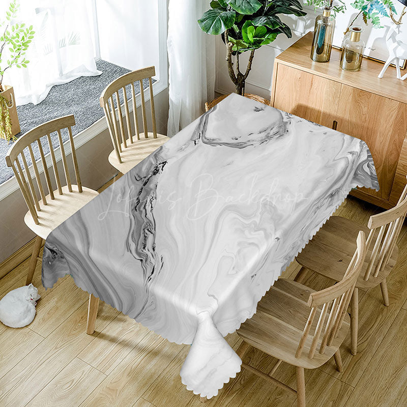 Lofaris Elegant Gray Marble Rectangle Tablecloth with Gradient Effect for Modern and Luxury Dining Room Decor