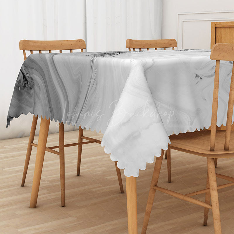 Lofaris Elegant Gray Marble Rectangle Tablecloth with Gradient Effect for Modern and Luxury Dining Room Decor