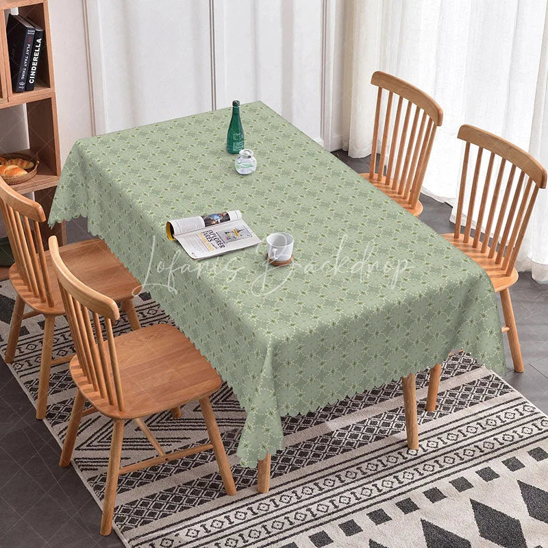 Lofaris Elegant Green Geometric Rectangle Tablecloth Simple Modern Pattern Farmhouse Kitchen Dining Table Decor