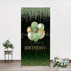 Lofaris Elegant Green Gold Glitter Balloons Happy Birthday Rectangle Arch Backdrop Sparkling Party Photo Booth Decor