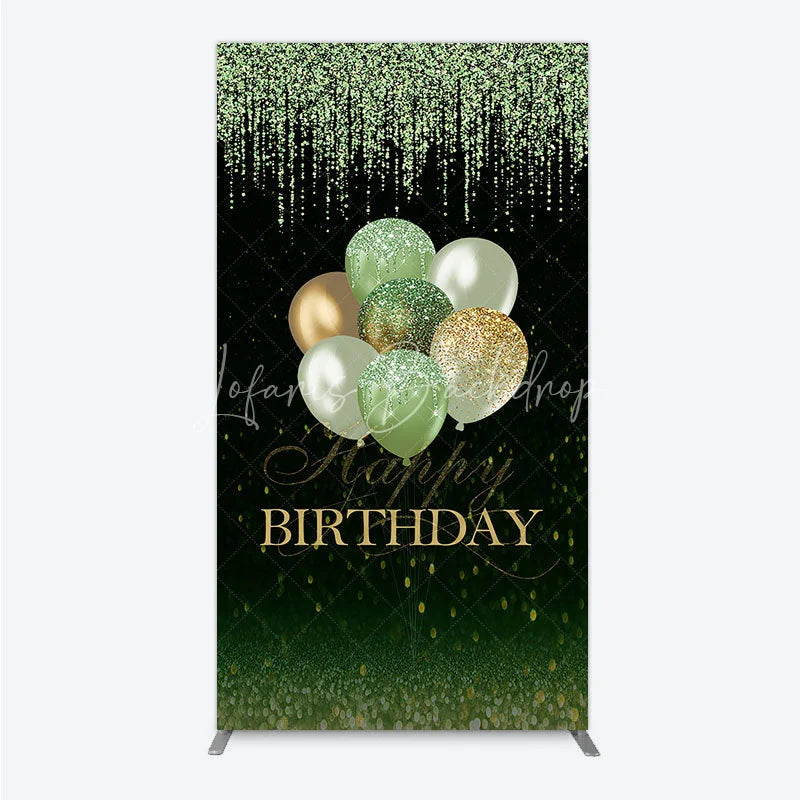 Lofaris Elegant Green Gold Glitter Balloons Happy Birthday Rectangle Arch Backdrop Sparkling Party Photo Booth Decor