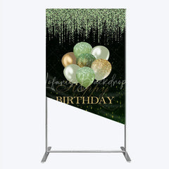 Lofaris Elegant Green Gold Glitter Balloons Happy Birthday Rectangle Arch Backdrop Sparkling Party Photo Booth Decor