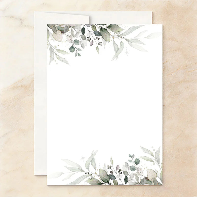 Lofaris Elegant Greenery and Gold Leaves Custom Invitation Bridal Shower Party Supplies for Bride