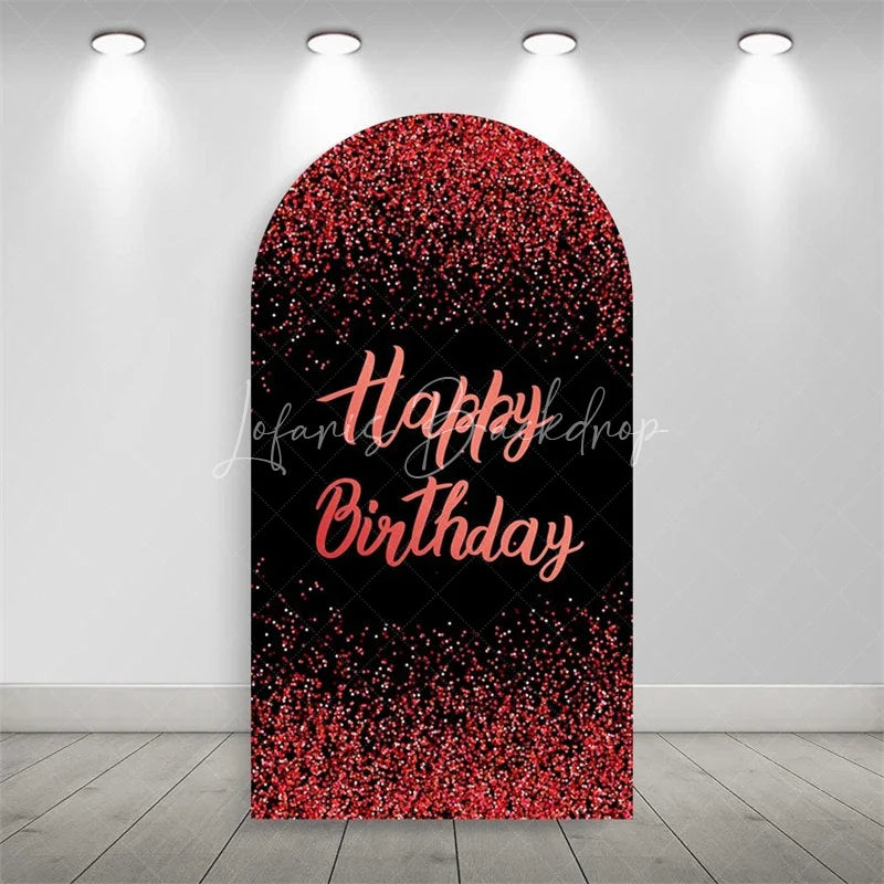 Lofaris Elegant Happy Birthday Arch Backdrop Sparkling Glitter Dust Party Celebration Background