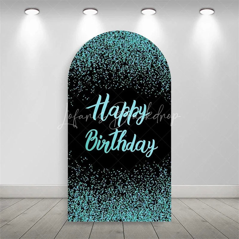 Lofaris Elegant Happy Birthday Arch Backdrop Sparkling Glitter Dust Party Celebration Background