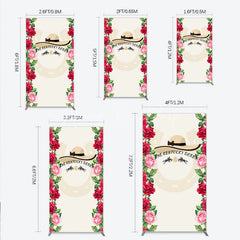 Lofaris Elegant Horse Racing Party Rectangle Arch Backdrop featuring a Chic Hat and Vibrant Red Pink Roses