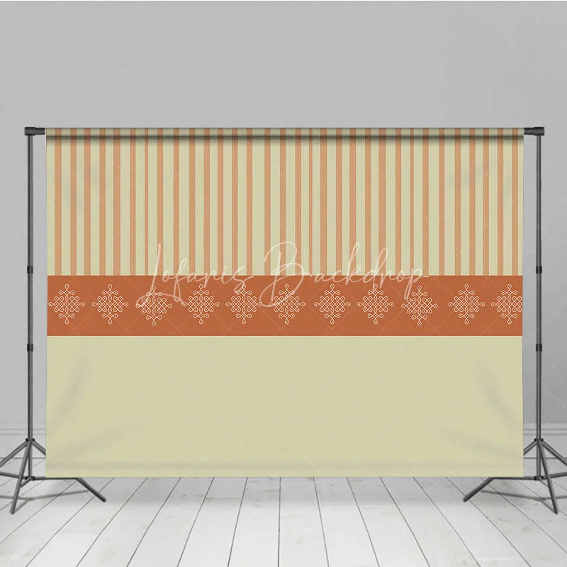 Lofaris Elegant Indian Pattern Stripe Backdrop Beige and Orange Traditional Decorative Party Banner