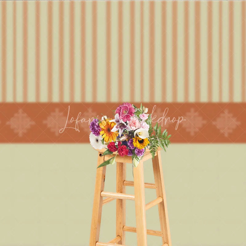 Lofaris Elegant Indian Pattern Stripe Backdrop Beige and Orange Traditional Decorative Party Banner