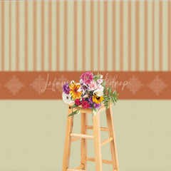 Lofaris Elegant Indian Pattern Stripe Backdrop Beige and Orange Traditional Decorative Party Banner