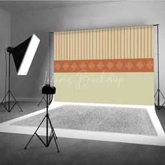 Lofaris Elegant Indian Pattern Stripe Backdrop Beige and Orange Traditional Decorative Party Banner