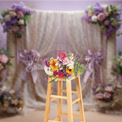 Lofaris Elegant Lavender and Cream Lace Floral Photography Backdrop Romantic Baby Shower Wedding Decor
