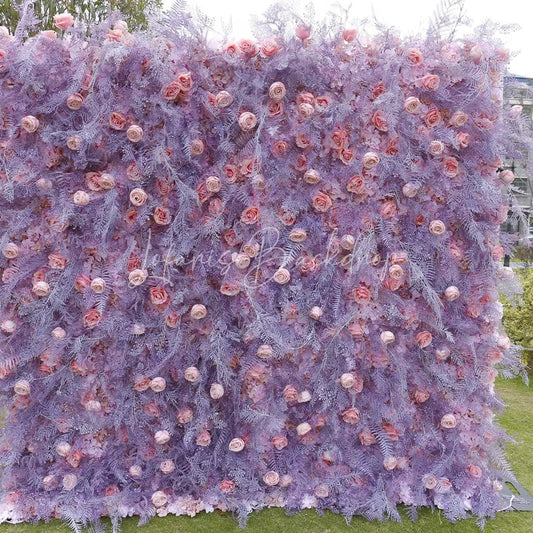 Lofaris Elegant Lavender and Pink Rose Artificial Flower Wall Beautiful Romantic Wedding Party Event Decor