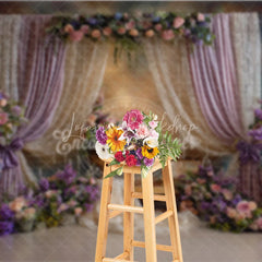 Lofaris Elegant Lavender Curtains and Lace Photography Backdrop Romantic Floral Arrangements for Wedding Party