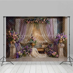 Lofaris Elegant Lavender Curtains and Lace Photography Backdrop Romantic Floral Arrangements for Wedding Party