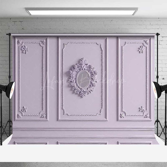Lofaris Elegant Lavender Wall Photography Backdrop with Ornate Mirror Classic Molding Panel Studio Photo Prop Decor