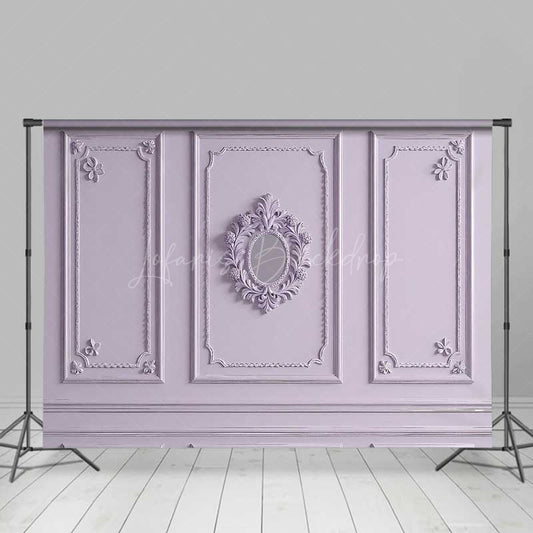Lofaris Elegant Lavender Wall Photography Backdrop with Ornate Mirror Classic Molding Panel Studio Photo Prop Decor