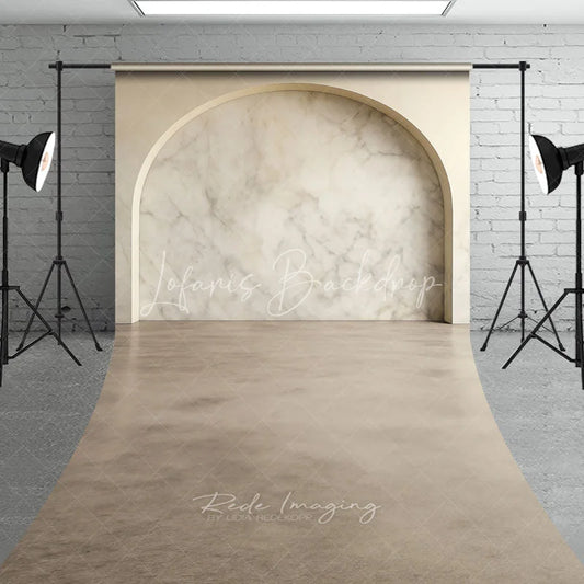 Lofaris Elegant Light Beige Marble Arch Sweep Backdrop Modern Minimalist Studio Photography Background