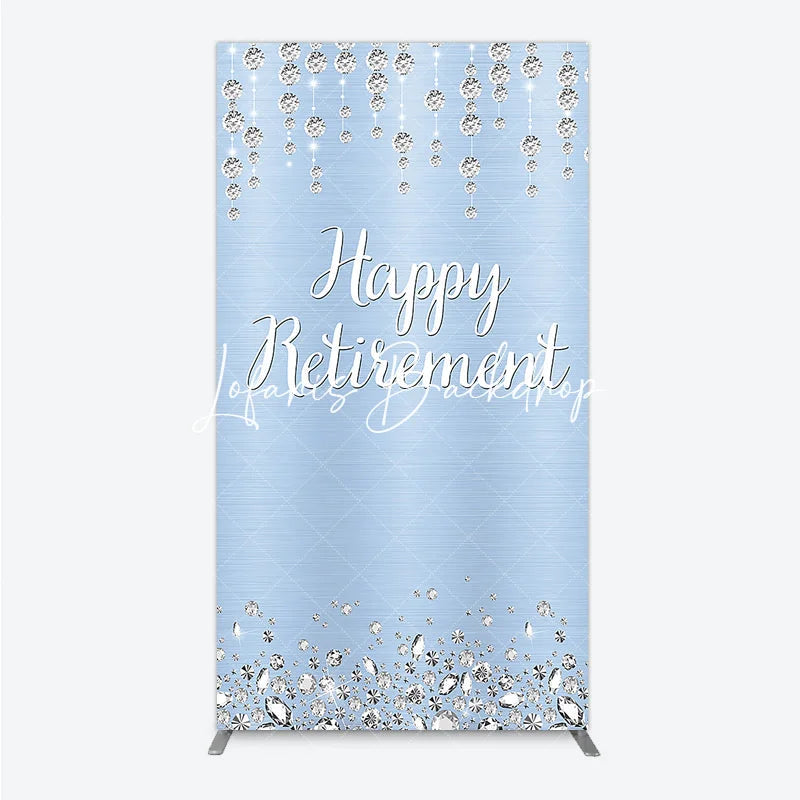 Lofaris Elegant Light Blue Brushed Glitter Diamond Happy Retirement Rectangle Arch Backdrop Celebration Party Decor