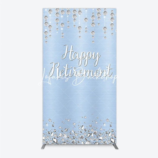 Lofaris Elegant Light Blue Brushed Glitter Diamond Happy Retirement Rectangle Arch Backdrop Celebration Party Decor
