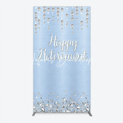 Lofaris Elegant Light Blue Brushed Glitter Diamond Happy Retirement Rectangle Arch Backdrop Celebration Party Decor