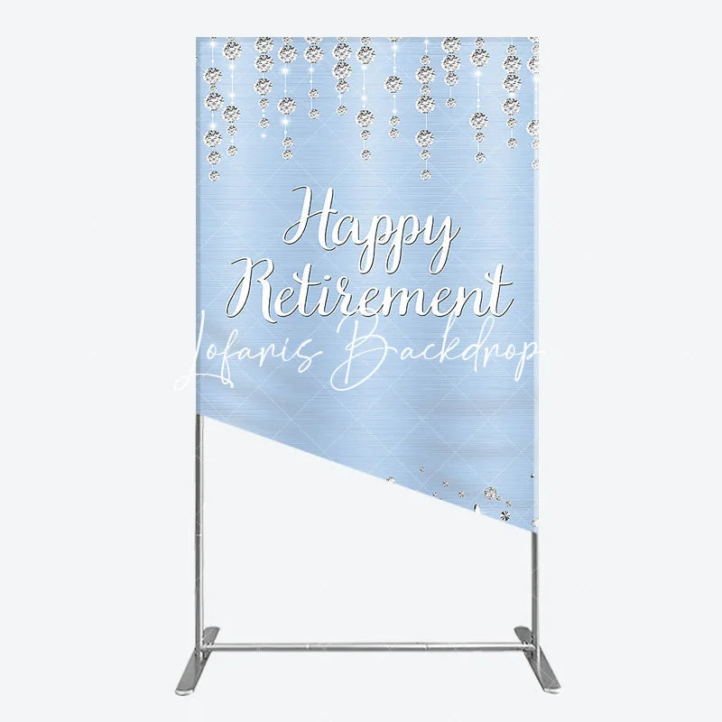 Lofaris Elegant Light Blue Brushed Glitter Diamond Happy Retirement Rectangle Arch Backdrop Celebration Party Decor