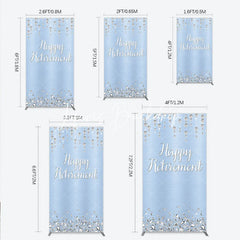 Lofaris Elegant Light Blue Brushed Glitter Diamond Happy Retirement Rectangle Arch Backdrop Celebration Party Decor