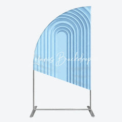 Lofaris Elegant Light Blue Layered Geometric Half Moon Arch Backdrop Modern Minimalist Party Decor for Weddings and Events