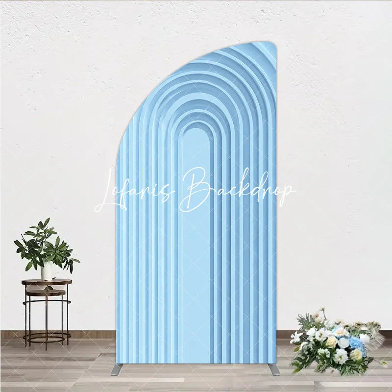 Lofaris Elegant Light Blue Layered Geometric Half Moon Arch Backdrop Modern Minimalist Party Decor for Weddings and Events