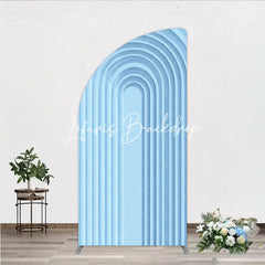 Lofaris Elegant Light Blue Layered Geometric Half Moon Arch Backdrop Modern Minimalist Party Decor for Weddings and Events