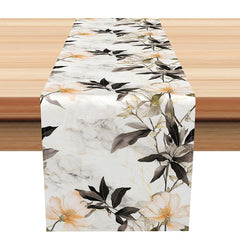 Lofaris Elegant Marble Table Runner with Gold and Floral Leaf Accents Modern Abstract Design for Wedding or Dining