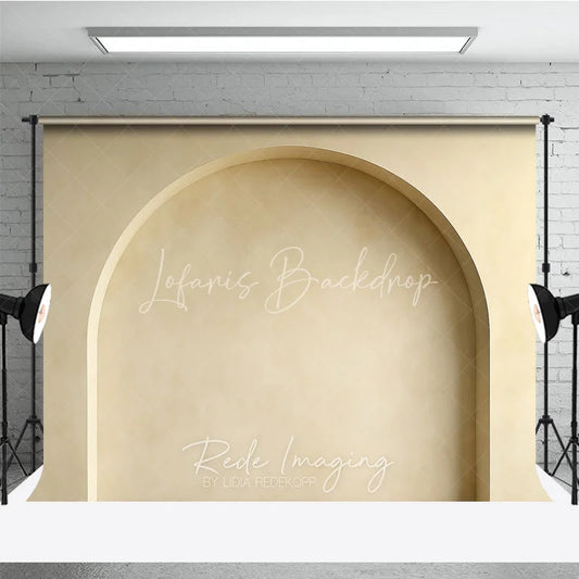Lofaris Elegant Minimalist Light Beige Arched Wall Photography Backdrop Modern Textured Plaster Design for Portraits