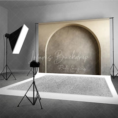 Lofaris Elegant Neutral Beige Arch Photography Backdrop Modern Textured Wall Studio Prop for Portraits