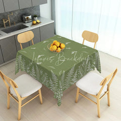 Lofaris Elegant Olive Green Rectangle Tablecloth with White Fern Botanical Leaf Pattern Rustic Dining Decor