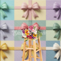 Lofaris Elegant Pastel Bows Gift Wrap Photography Backdrop Multi-Color Textured Design for Baby Shower and Birthday Party