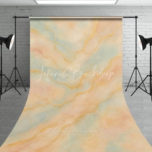 Lofaris Elegant Pastel Watercolor Sweep Backdrop with Golden Veins Abstract Marble Texture for Artistic Photography