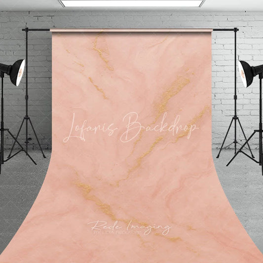 Lofaris Elegant Peach Pink and Gold Veins Abstract Textured Sweep Backdrop Luxurious Marble Pattern Photography Background