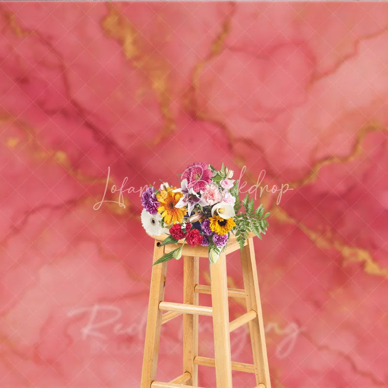Lofaris Elegant Pink and Gold Abstract Fluid Art Photography Backdrop Luxurious Marble Texture Photo Prop
