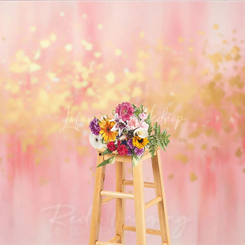 Lofaris Elegant Pink and Gold Foil Abstract Photography Backdrop Soft Artistic Party Decor